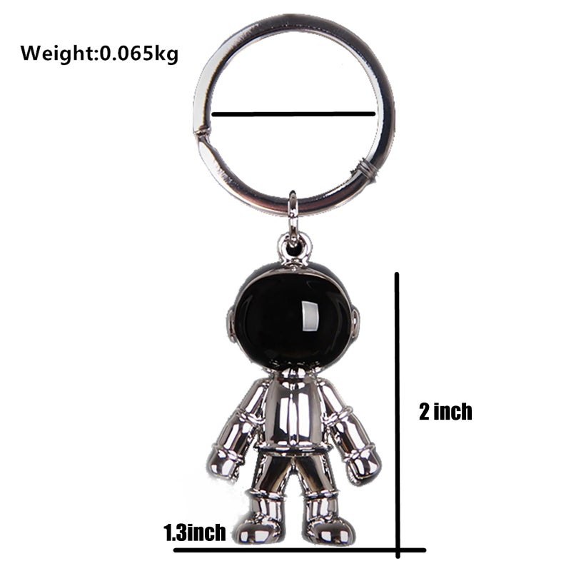 MUAMAX Sliver Spaceman Keychains for Men Creative Astronaut Spacemen Car Key Chain Car Key Accessory Backpack Purse Bag Charms Lucky Astronaut Keyrings Men/Women - Image 2
